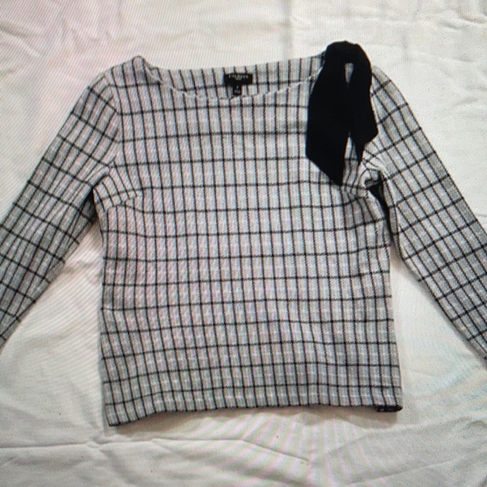 Talbots plaid Black and white womens top